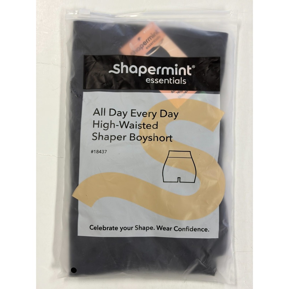 Shapermint Essentials High-Waisted Shaper Boyshort Women's L Black Tummy Control